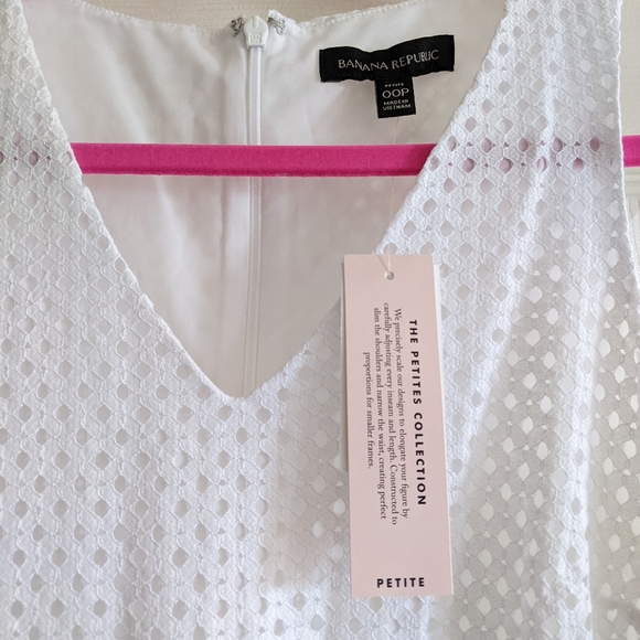 Banana Republic NWT Midi Dress Cotton Eyelet White Petite 00 BRAND NEW - Picture 6 of 9